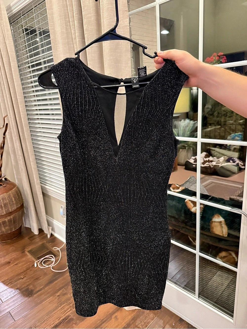 Windsor Shimmer Mini Dress in Black Size Large Like New